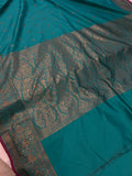 Rama Green Banarasi Handloom Soft Silk Saree - Aura Benaras