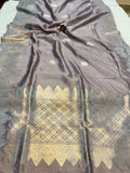 Grey Pure Banarasi Handloom Silk Saree - Aura Benaras