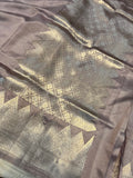 Grey Pure Banarasi Handloom Silk Saree - Aura Benaras