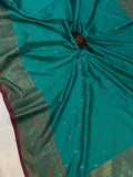 Rama Green Banarasi Handloom Soft Silk Saree - Aura Benaras