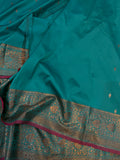 Rama Green Banarasi Handloom Soft Silk Saree - Aura Benaras