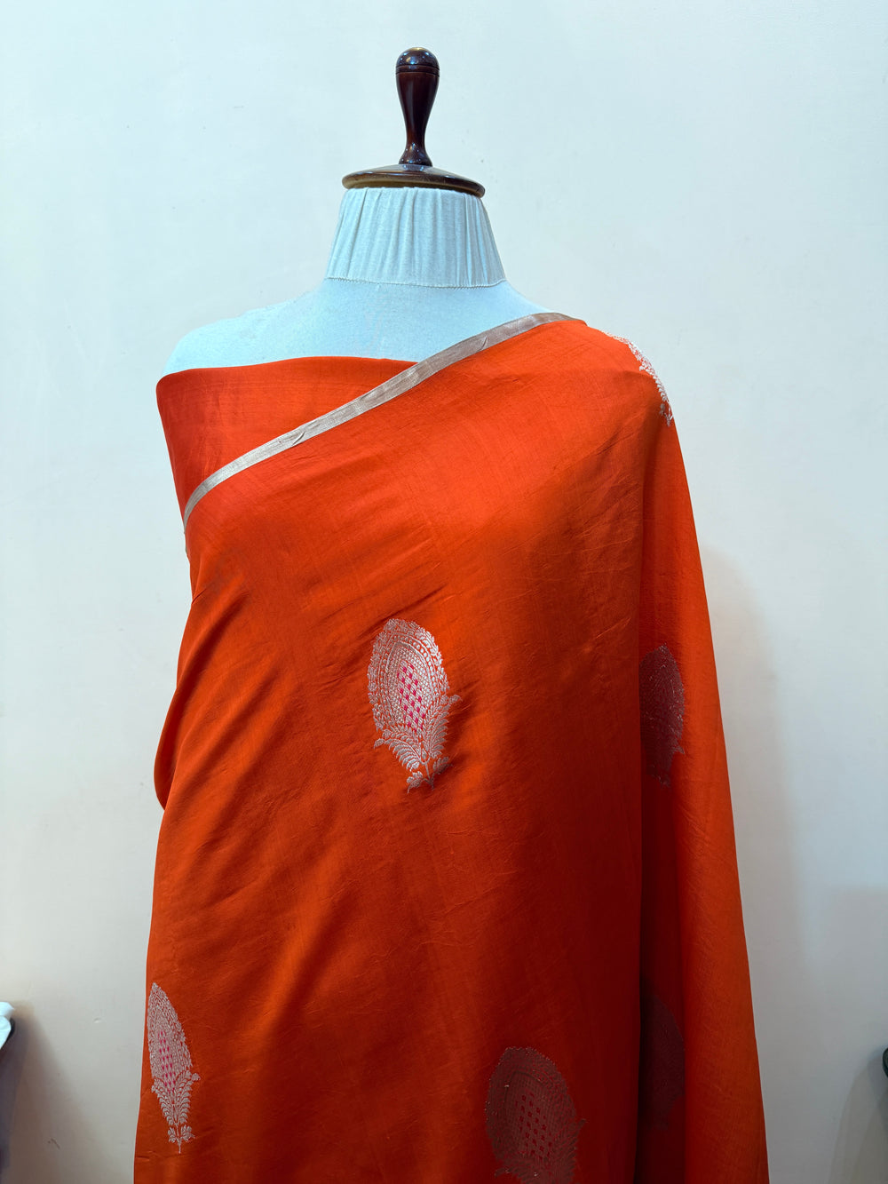 Orange Pure Silk Handloom Banarasi Saree