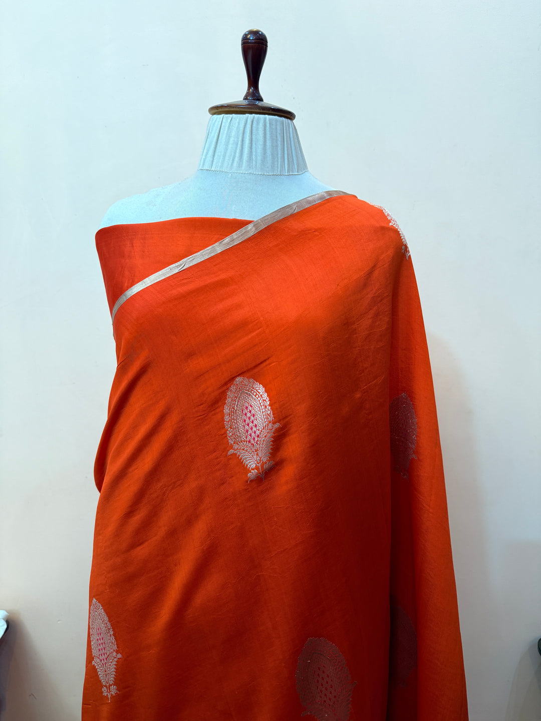 Orange Pure Silk Handloom Banarasi Saree