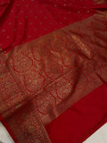 Red Banarasi Handloom Soft Silk Saree - Aura Benaras