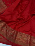 Red Banarasi Handloom Soft Silk Saree - Aura Benaras