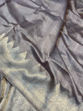 Grey Pure Banarasi Handloom Silk Saree - Aura Benaras