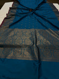 Blue Banarasi Handloom Soft Silk Saree - Aura Benaras