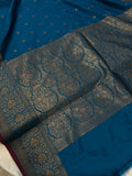 Blue Banarasi Handloom Soft Silk Saree - Aura Benaras