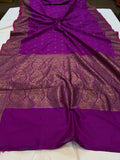 Purple Banarasi Handloom Soft Silk Saree - Aura Benaras