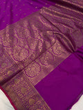 Purple Banarasi Handloom Soft Silk Saree - Aura Benaras