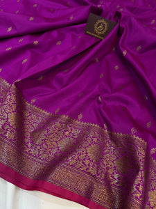 Purple Banarasi Handloom Soft Silk Saree - Aura Benaras