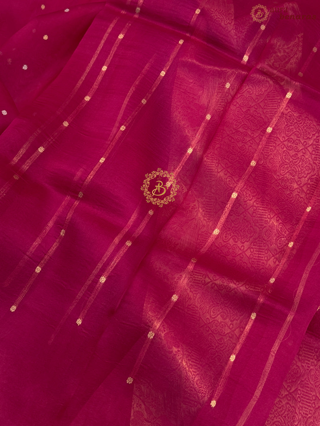 Deep Pink Pure Kora Silk Handloom Banarasi Saree
