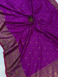 Purple Banarasi Handloom Soft Silk Saree - Aura Benaras