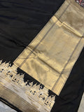 Black Banarasi Handloom Katan Silk Saree - Aura Benaras