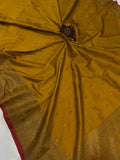 Yellow Banarasi Handloom Soft Silk Saree - Aura Benaras