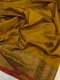 Yellow Banarasi Handloom Soft Silk Saree - Aura Benaras