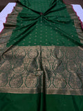 Green Banarasi Handloom Soft Silk Saree - Aura Benaras