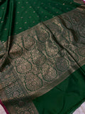 Green Banarasi Handloom Soft Silk Saree - Aura Benaras