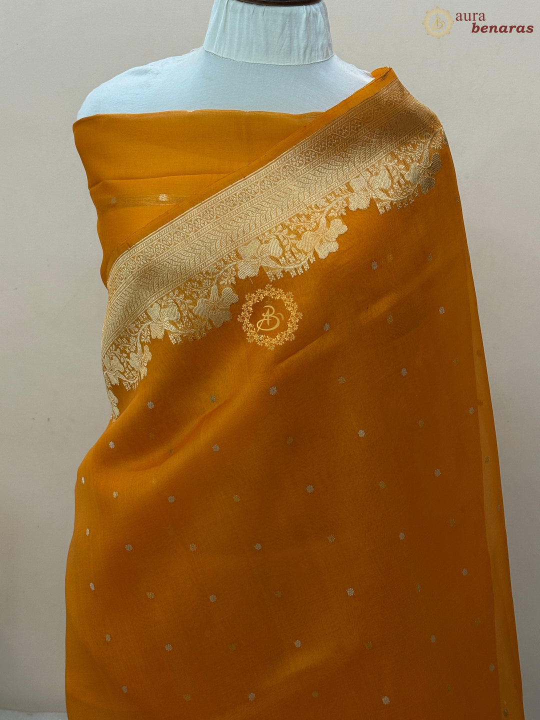 Fanta Orange Pure Kora Silk Handloom Banarasi Saree