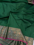 Green Banarasi Handloom Soft Silk Saree - Aura Benaras