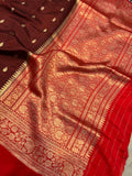 Brown Pure Banarasi Handloom Silk Saree - Aura Benaras