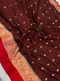 Brown Pure Banarasi Handloom Silk Saree - Aura Benaras