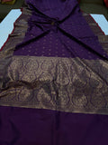 Purple Banarasi Handloom Soft Silk Saree - Aura Benaras