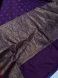 Purple Banarasi Handloom Soft Silk Saree - Aura Benaras