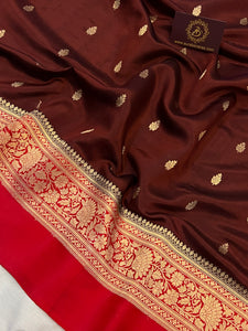 Brown Pure Banarasi Handloom Silk Saree - Aura Benaras