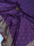 Purple Banarasi Handloom Soft Silk Saree - Aura Benaras