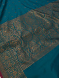 Blue Banarasi Handloom Soft Silk Saree - Aura Benaras