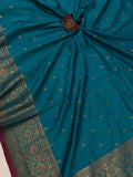 Blue Banarasi Handloom Soft Silk Saree - Aura Benaras