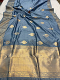 Airforce Blue Pure Banarasi Handloom Silk Saree