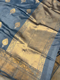 Airforce Blue Pure Banarasi Handloom Silk Saree