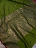  Green Banarasi Handloom Soft Silk Saree - Aura Benaras