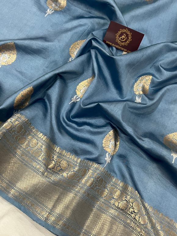 Airforce Blue Pure Banarasi Handloom Silk Saree