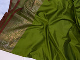  Green Banarasi Handloom Soft Silk Saree - Aura Benaras