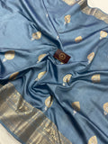 Airforce Blue Pure Banarasi Handloom Silk Saree