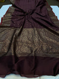   Brown Banarasi Handloom Soft Silk Saree - Aura Benaras