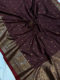   Brown Banarasi Handloom Soft Silk Saree - Aura Benaras