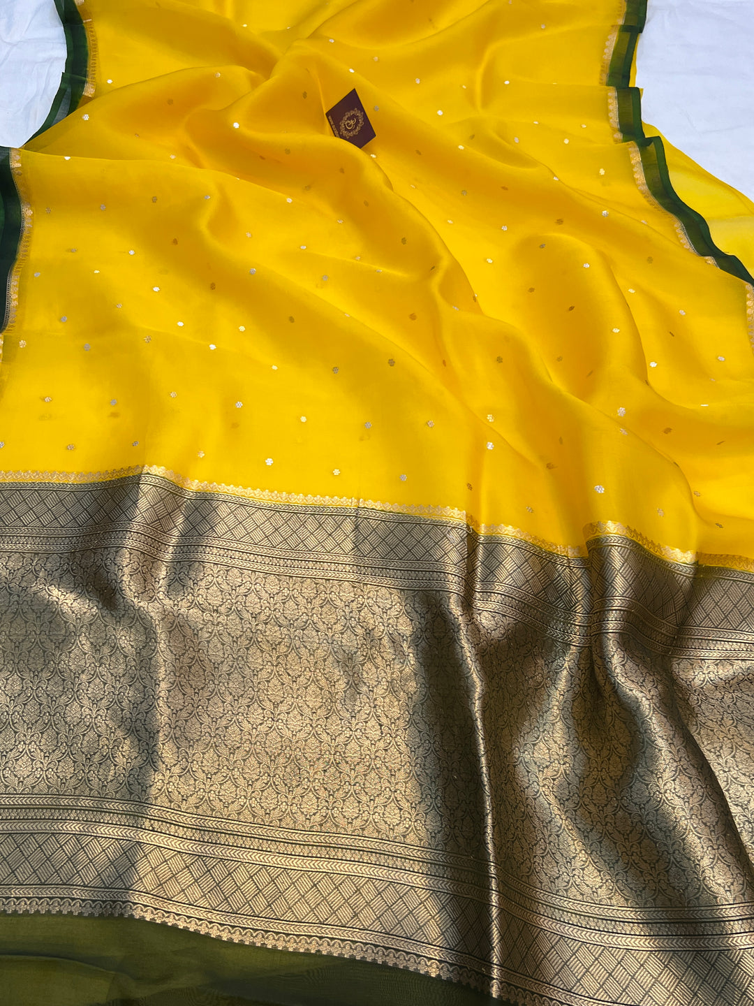 Yellow Pure Kora Silk Handloom Banarasi Saree