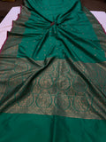 Green Banarasi Handloom Soft Silk Saree - Aura Benaras