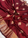 Maroon Pure Banarasi Handloom Silk Saree - Aura Benaras