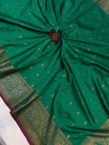 Green Banarasi Handloom Soft Silk Saree - Aura Benaras