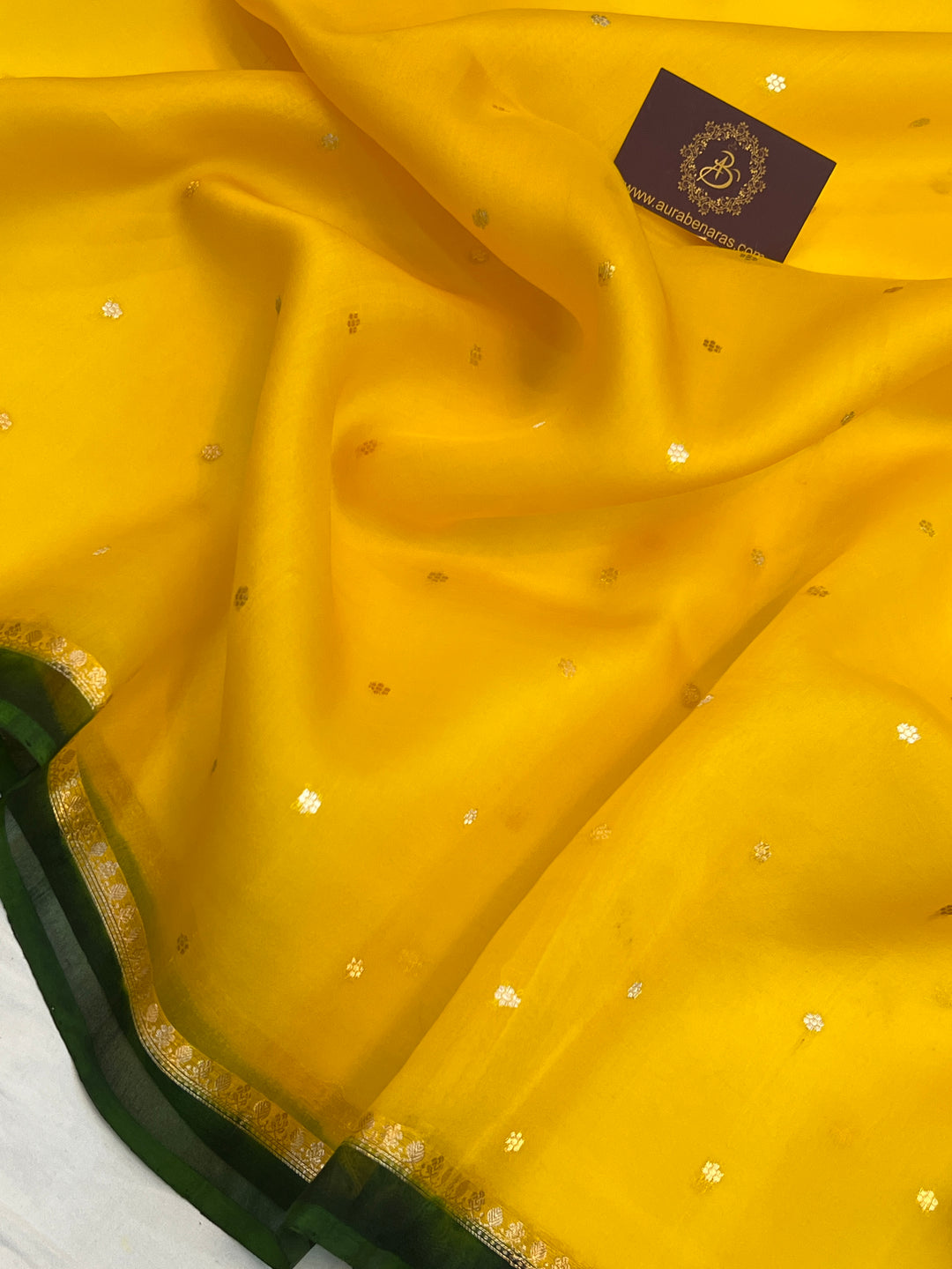 Yellow Pure Kora Silk Handloom Banarasi Saree