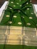 Mehendi Green Pure Banarasi Handloom Silk Saree - Aura Benaras