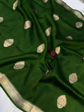 Mehendi Green Pure Banarasi Handloom Silk Saree - Aura Benaras