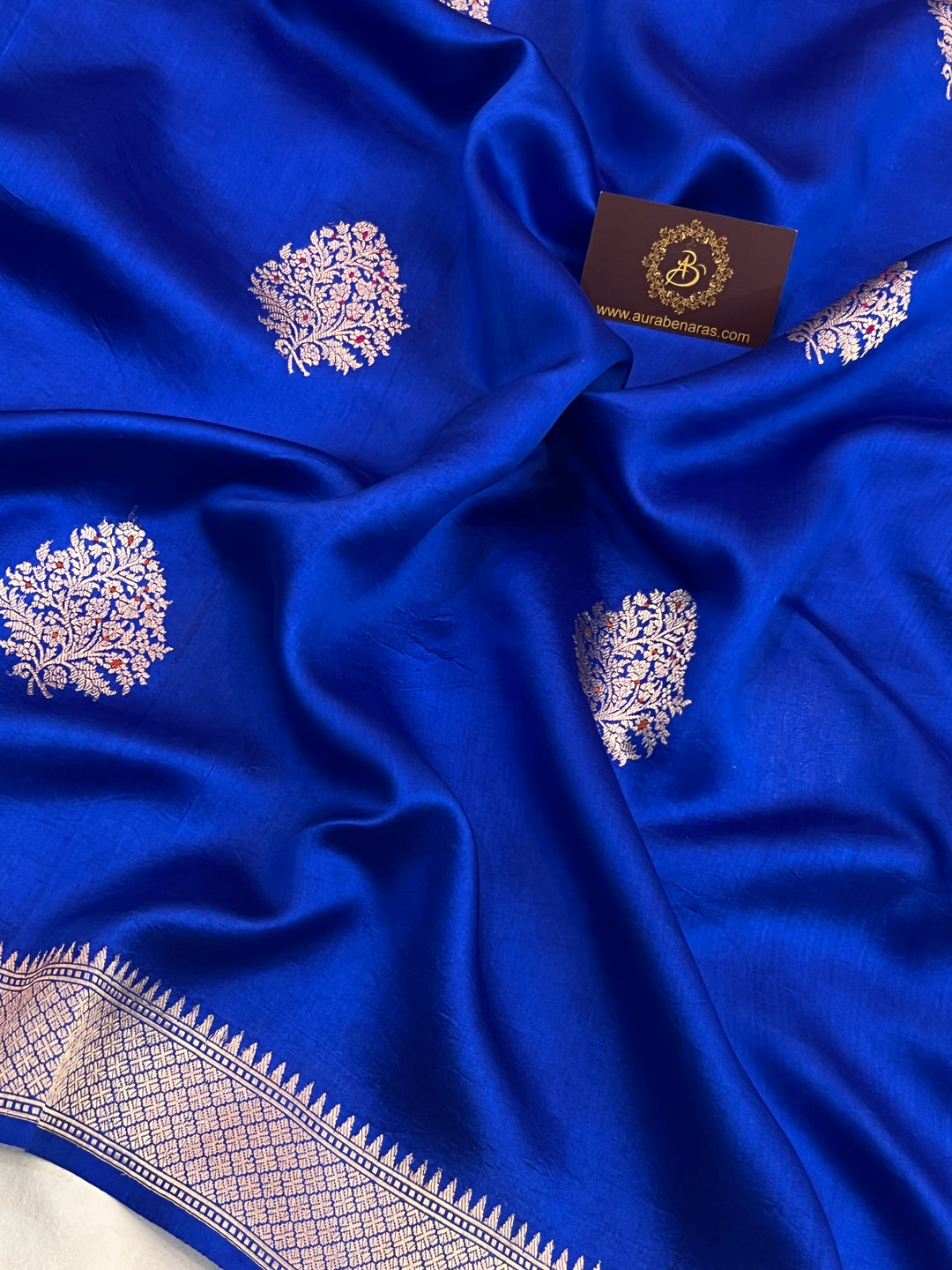 Royal Blue Pure Silk Handloom Banarasi Saree with Kadhwa meenakari motifs