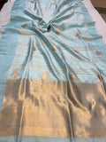 Pani Blue Pure Banarasi Handloom Silk Saree - Aura Benaras