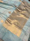 Pani Blue Pure Banarasi Handloom Silk Saree - Aura Benaras